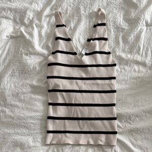 Primark Cream and Black Striped Tank Top